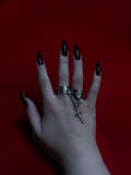 RHEA || Adjustable Double Ring With A Chain And A Dagger