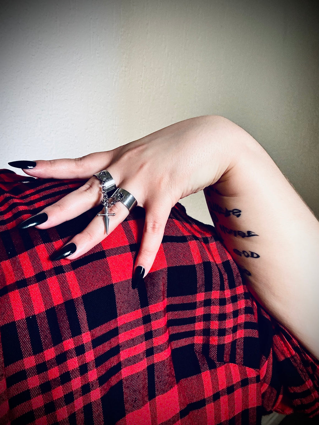 RHEA || Adjustable Double Ring With A Chain And A Dagger